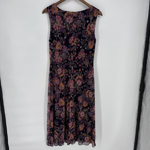 New Connected Womens Size 10 Floral Sleeveless Chiffon Midi Dress Work Career - Picture 10 of 13